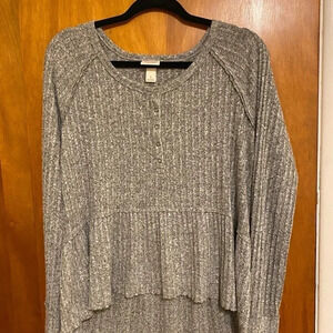Women’s Scoop Neck Long Sleeve Soft Rib Sweater, by Mossimo Supply Co. Gray Sz S